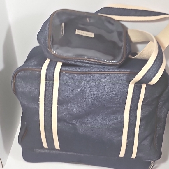 Bath&Body Works Tote Set Denim Tan Blue Organize Zippered Compartment Lined - Picture 3 of 14